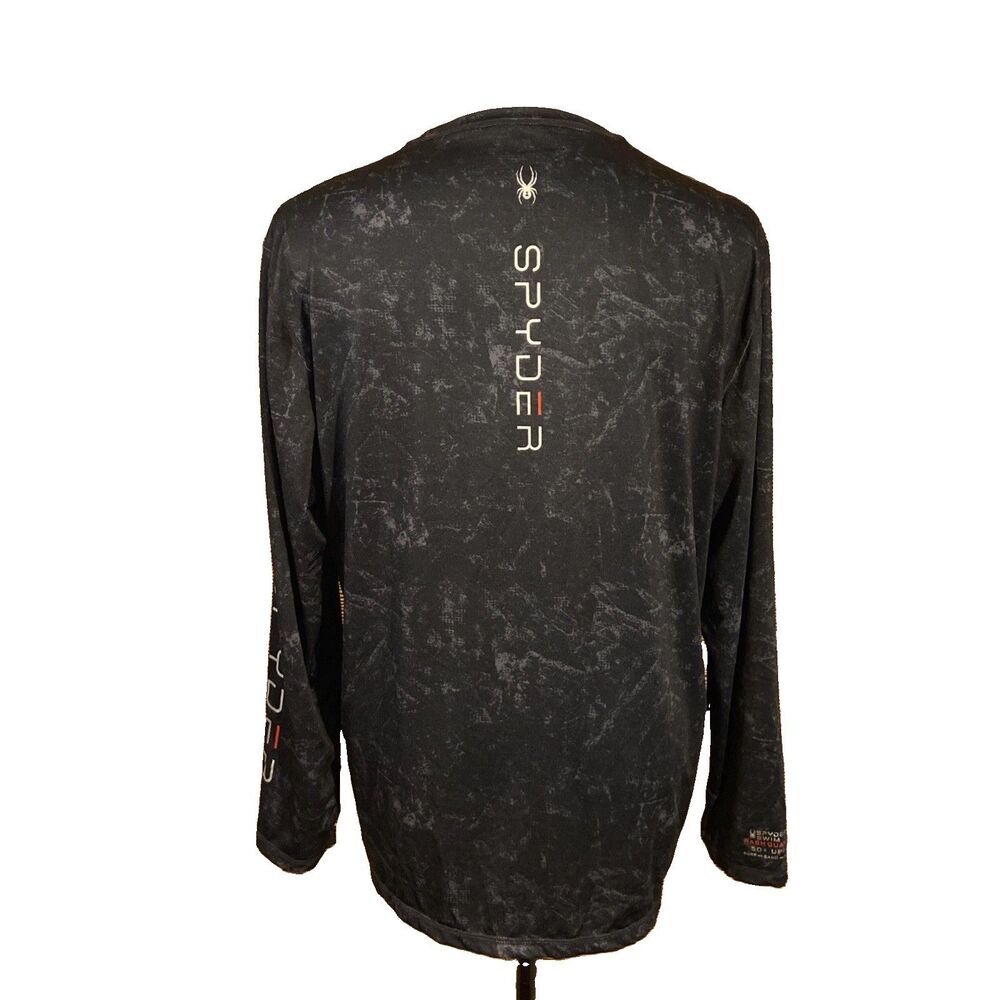 Spyder Swim Rash Guard Shirt Large Black  50+ UPF Surf Sand Sun Protection
